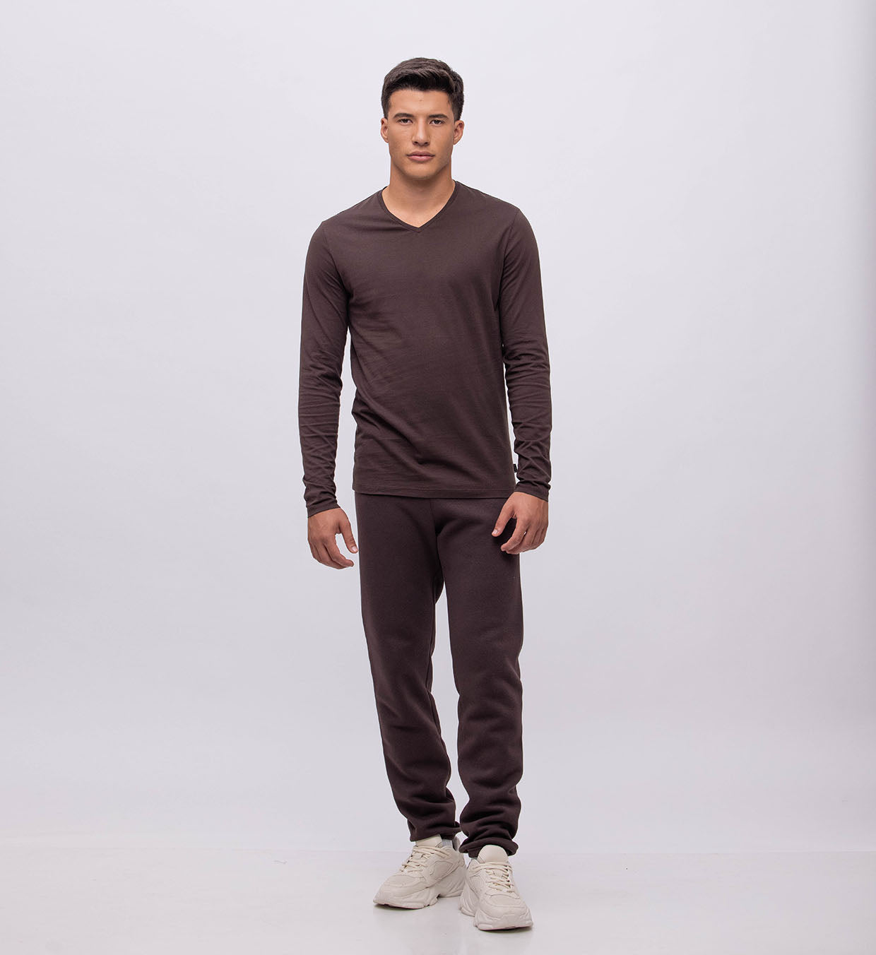 Basic Cotton V Long Sleeve T-Shirt